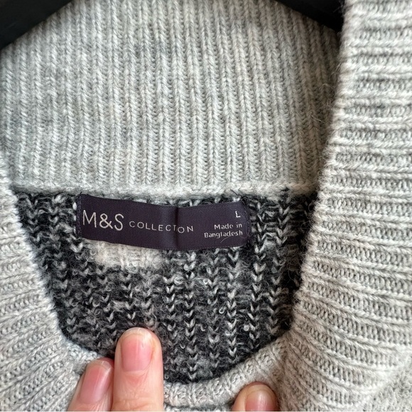 Animal Print Jacquard Funnel Neck Jumper Pullover Sweater Size Large - Picture 9 of 11